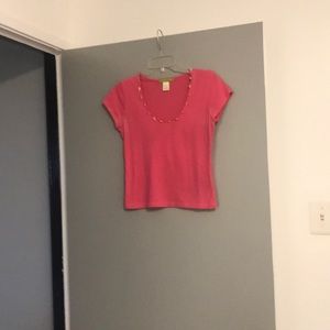 Petite shell collared top